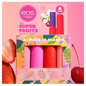 New eos Super Soft Shea Lip Balm Sticks, Super Fruits Variety Pack